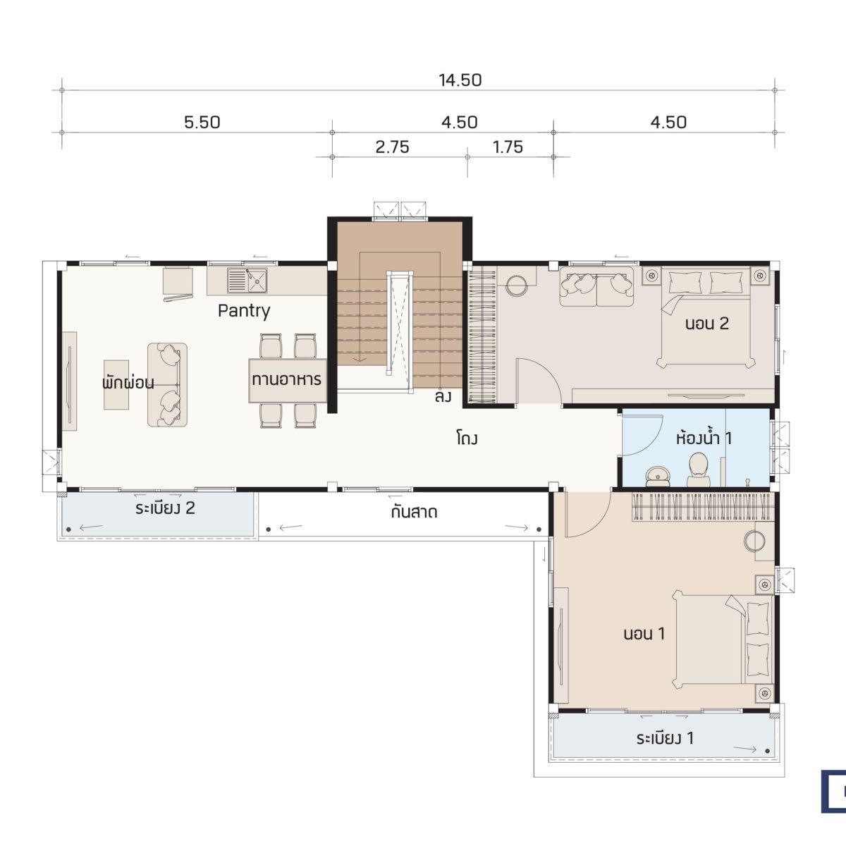 บริษัทรับสร้างบ้าน แปลนบ้าน FLOW 206 ชั้น 2