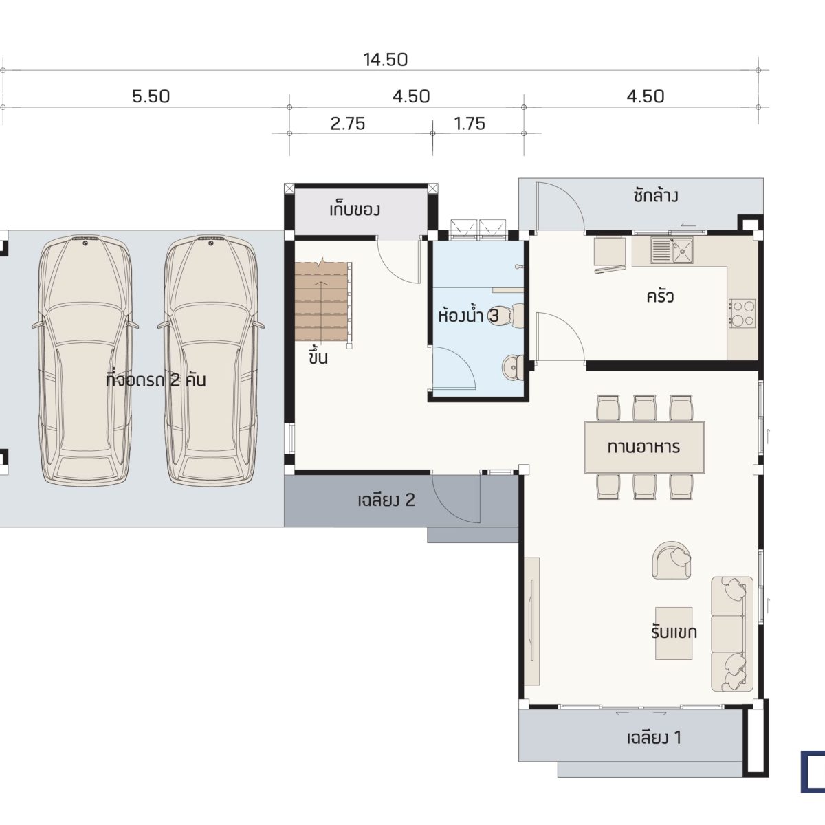 บริษัทรับสร้างบ้าน แปลนบ้าน FLOW 229 ชั้น 1