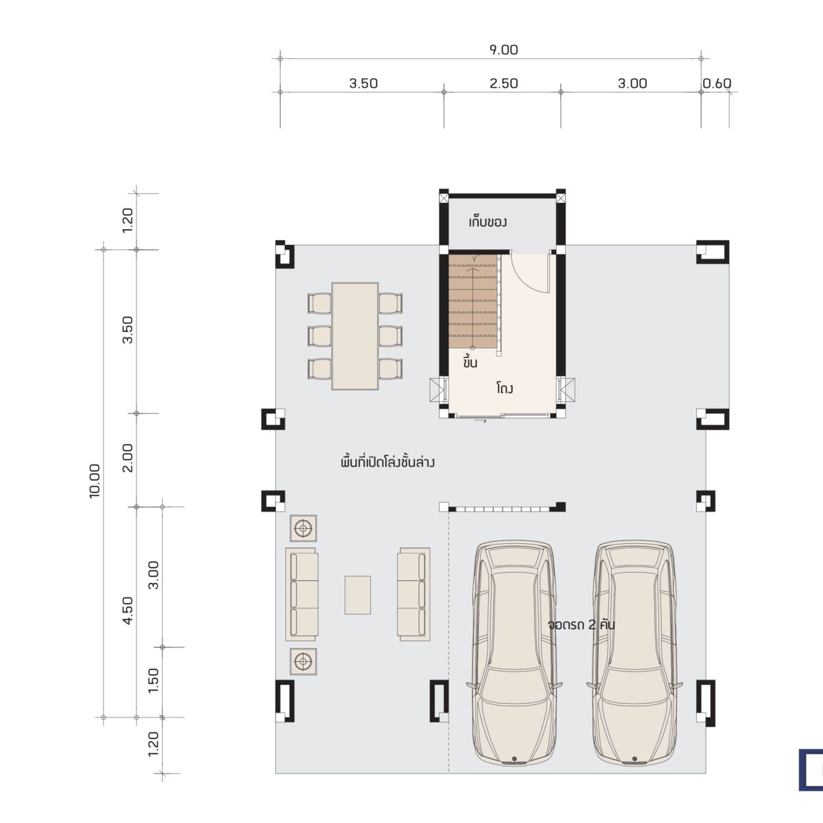 บริษัทรับสร้างบ้าน แปลนบ้าน FLOW 220 ชั้น 1
