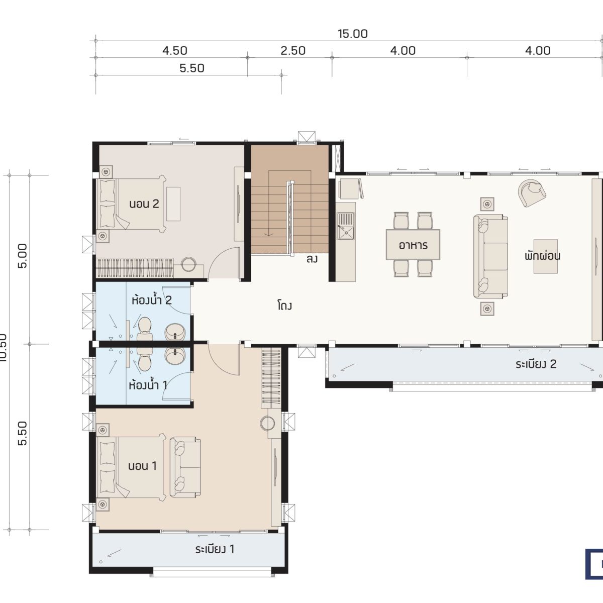 บริษัทรับสร้างบ้าน แปลนบ้าน FLOW 253 ชั้น 2
