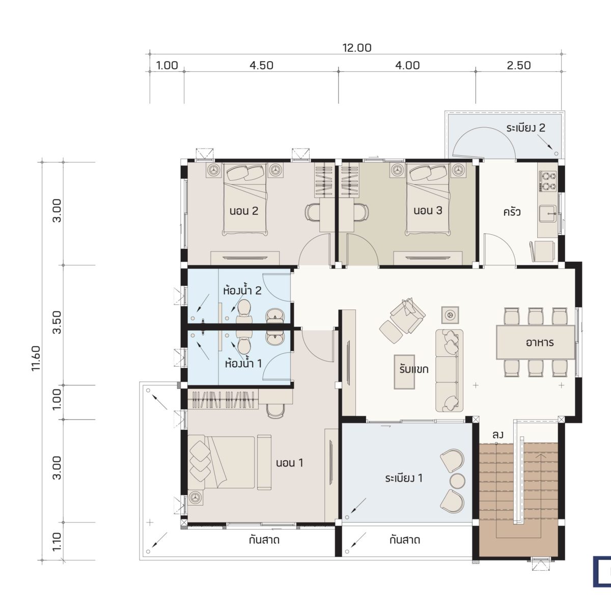 บริษัทรับสร้างบ้าน แปลนบ้าน FLOW 281 ชั้น 2