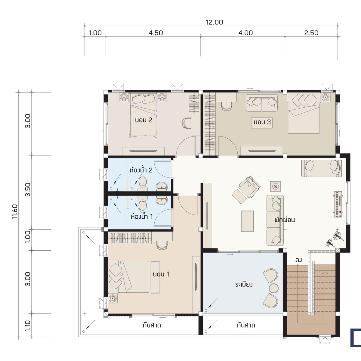 บริษัทรับสร้างบ้าน แปลนบ้าน FLOW 284 ชั้น 2