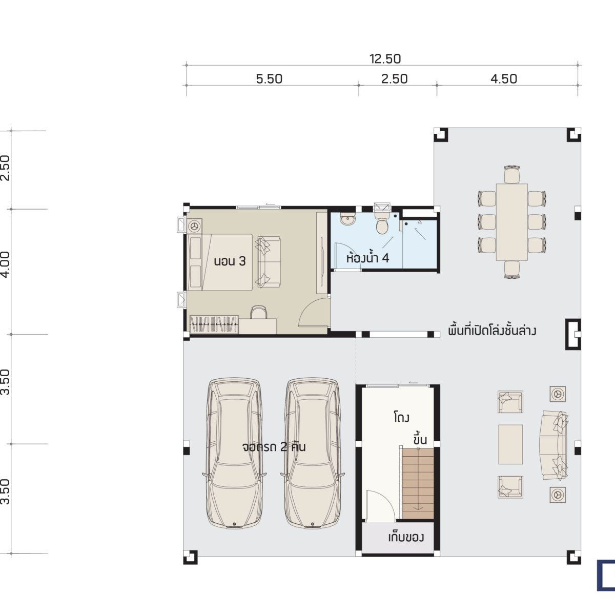 บริษัทรับสร้างบ้าน แปลนบ้าน FLOW 333 ชั้น 1