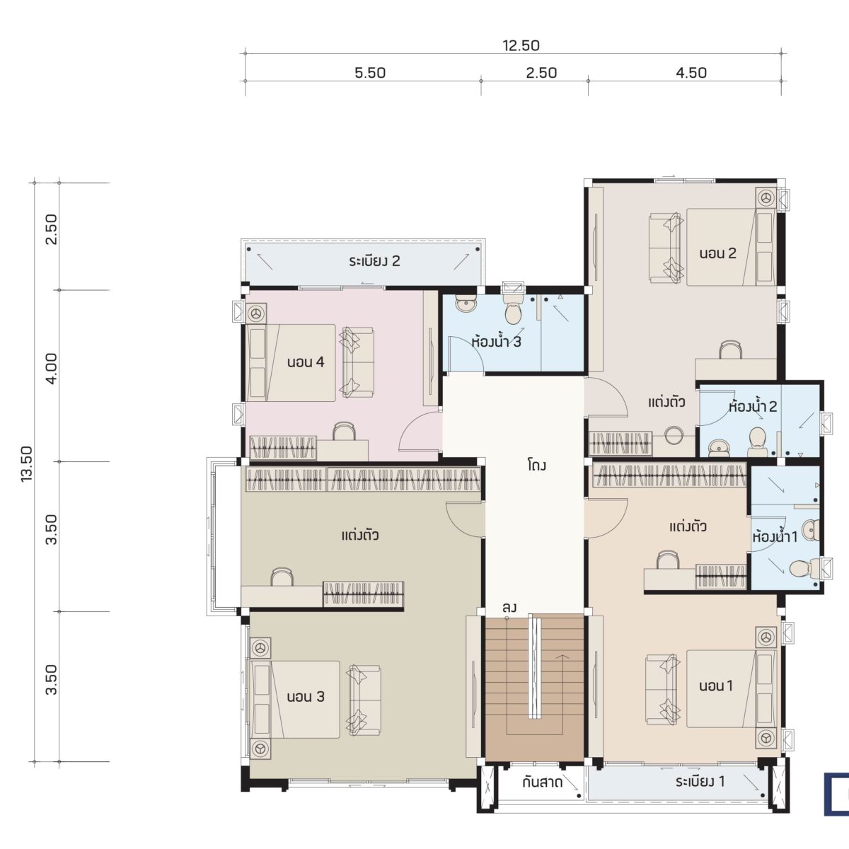 บริษัทรับสร้างบ้าน แปลนบ้าน FLOW 344 ชั้น 2